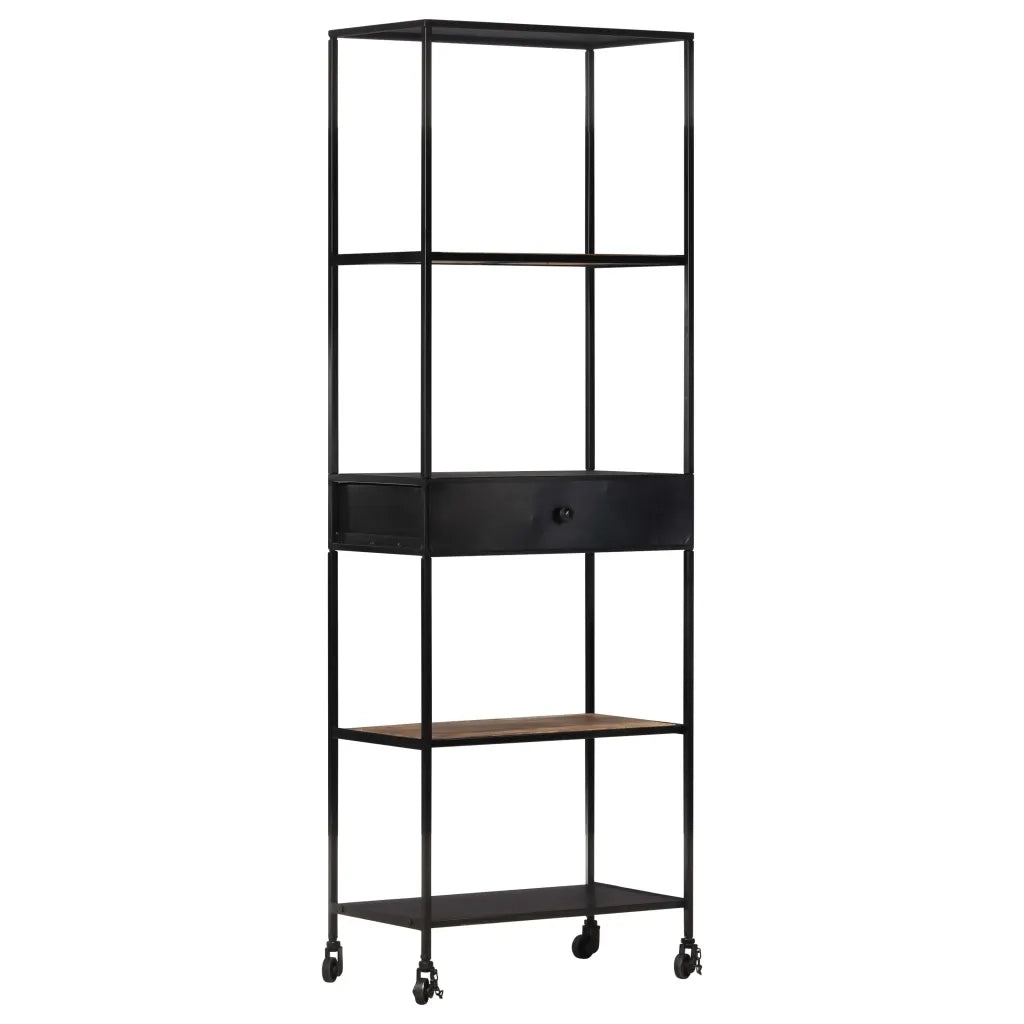 Libreria 60x35x180 cm in Legno di Mango Grezzo e Ferro cod mxl 19255