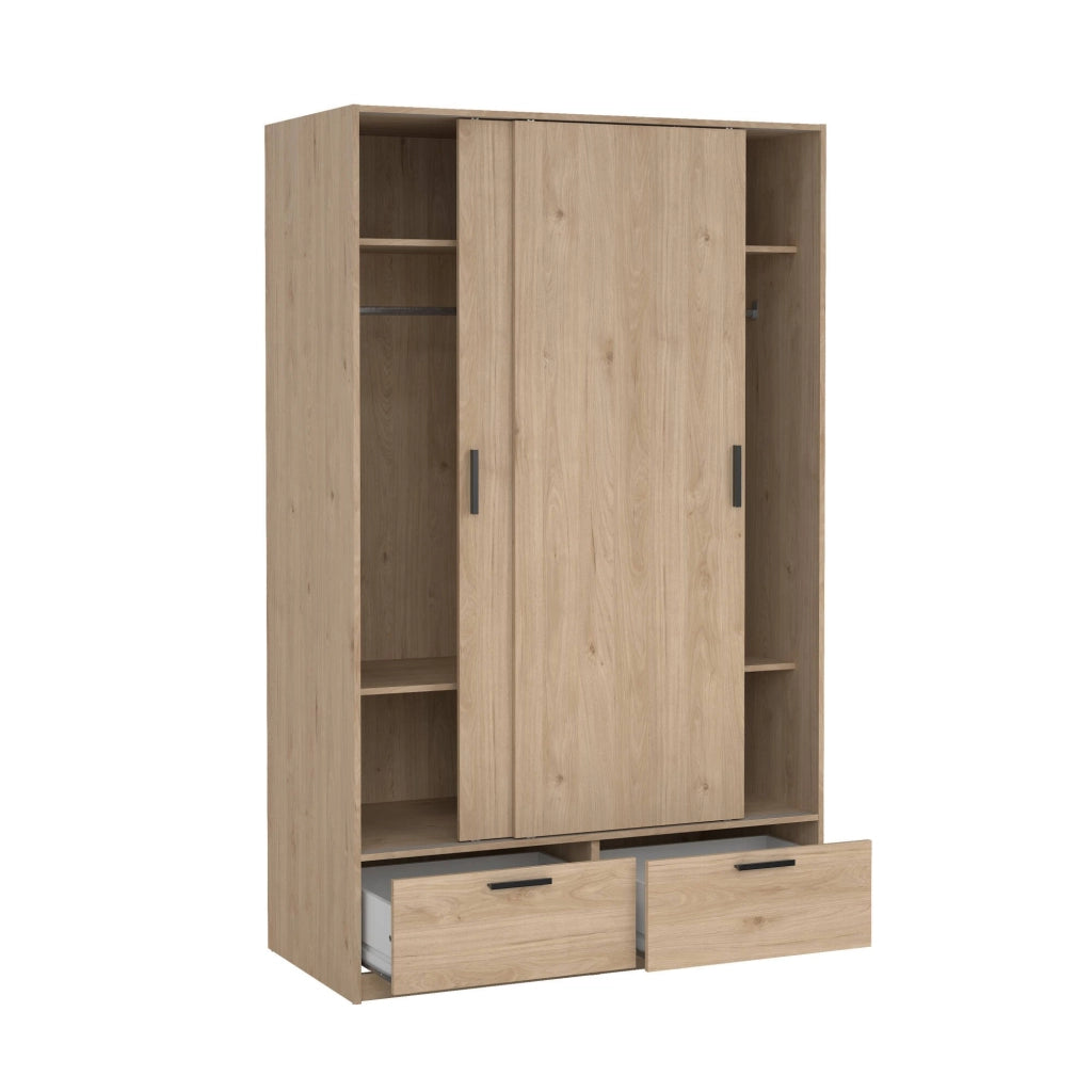 Guardaroba 2 ante Kammuri, Mobile camera da letto, Cabina armadio portabiti, Armadio appendiabiti, 121x60 h200 cm, Rovere