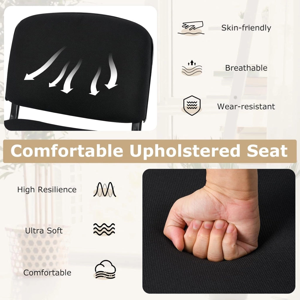 Set di 5 Sedie Impilabili da Ufficio, Ergonomiche con Seduta e Schienale Imbottiti, Telaio in Metallo, Carico 150 kg, per Sala d'Attesa e Ufficio