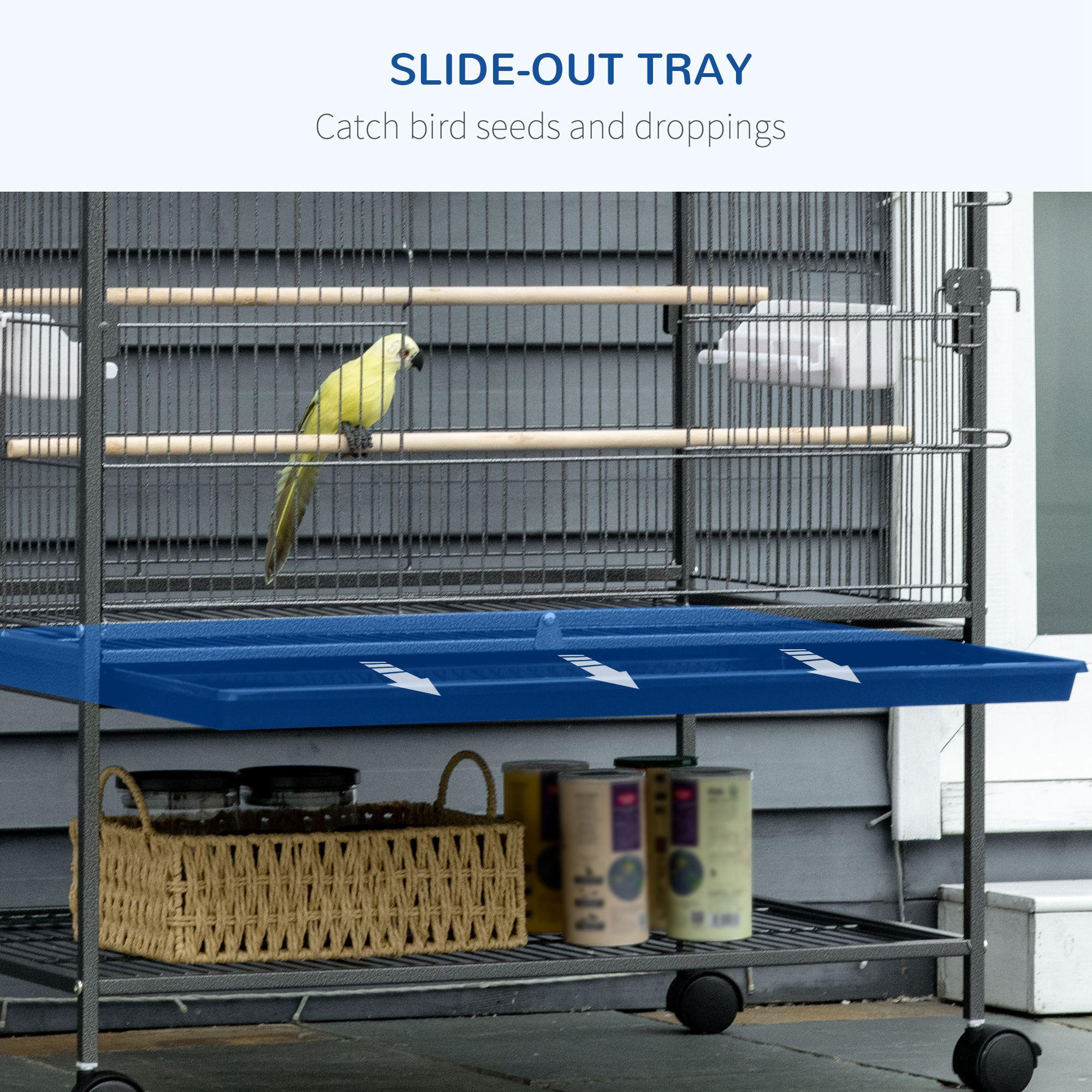 Voliera Gabbia per Uccelli 78x52x132 cm in Acciaio Grigio scuro