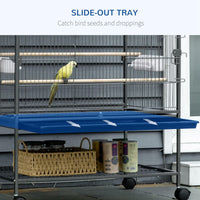 Voliera Gabbia per Uccelli 78x52x132 cm in Acciaio Grigio scuro