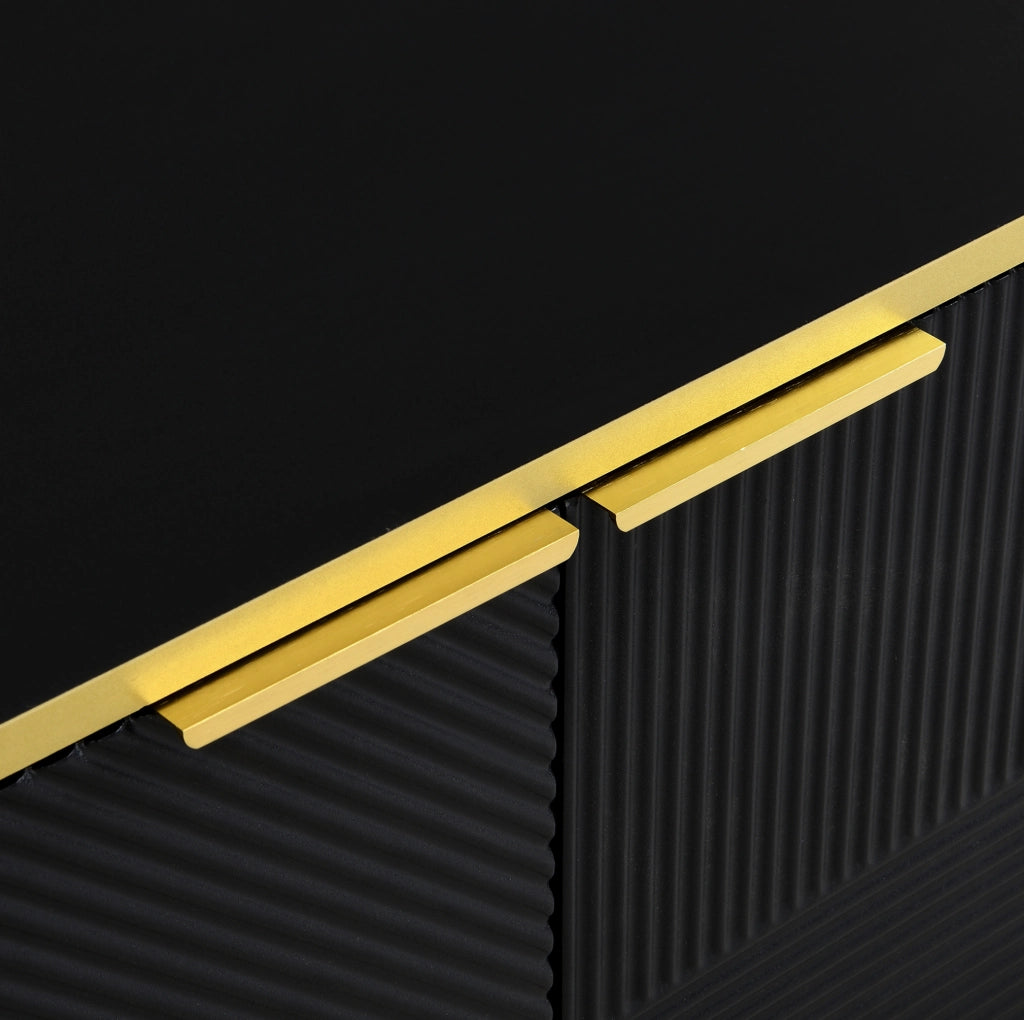 Mobile TV con ante e vano aperto 160x37;5x48 cm in MDF nero