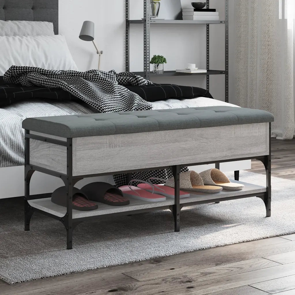 Panca Porta Scarpe-Sgabello-Panca Scarpiera Grigio Sonoma 102x42x45 cm Legno Multistrato