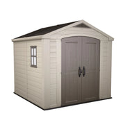 Factor 8x8  - Casetta da Giardino 256,50x243x255 cm 2 Ante per deposito attrezzi finitura effetto legno  in Resina Beige