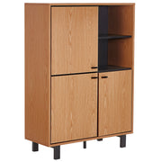 Madia credenza legno chiaro con derivati del legno Nero con finitura in rovere 3 armadi 2 ripiani retrò