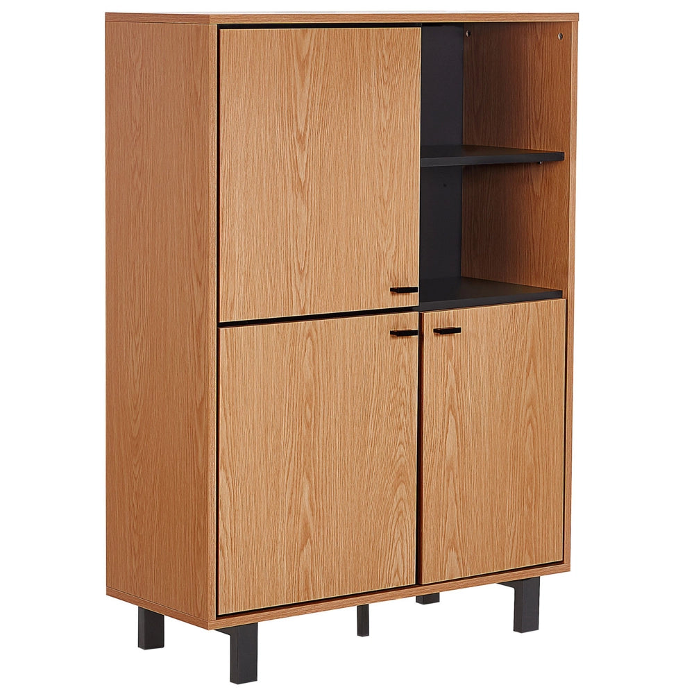 Madia credenza legno chiaro con derivati del legno Nero con finitura in rovere 3 armadi 2 ripiani retrò