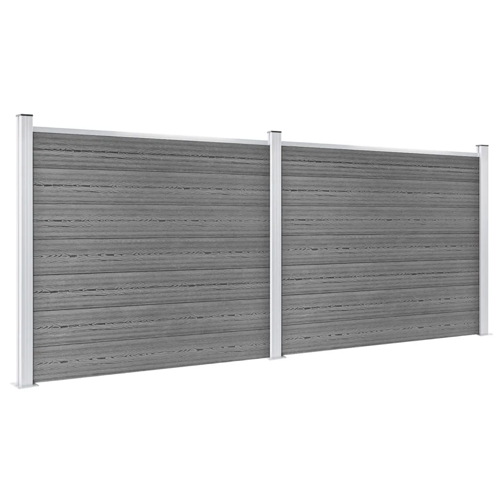 Set Pannello di Recinzione in WPC 353x146 cm Grigio 3070455