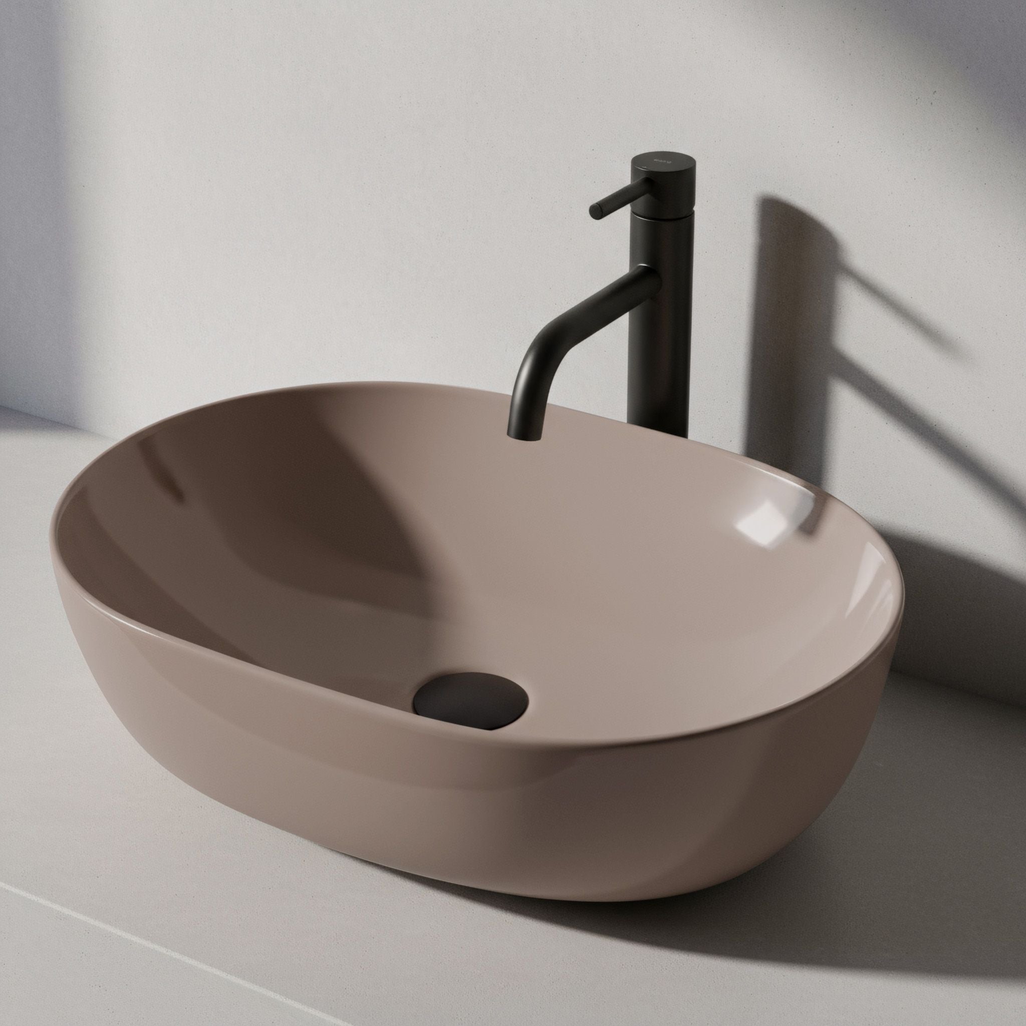 Lavabo Da Appoggio Rea Lisa Beige Shiny