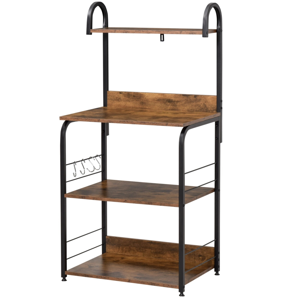 Mobile Cucina 4 Ripiani con Ganci ¨C Zephmum ¨C Acciaio e Legno 60x40x125cm Marrone