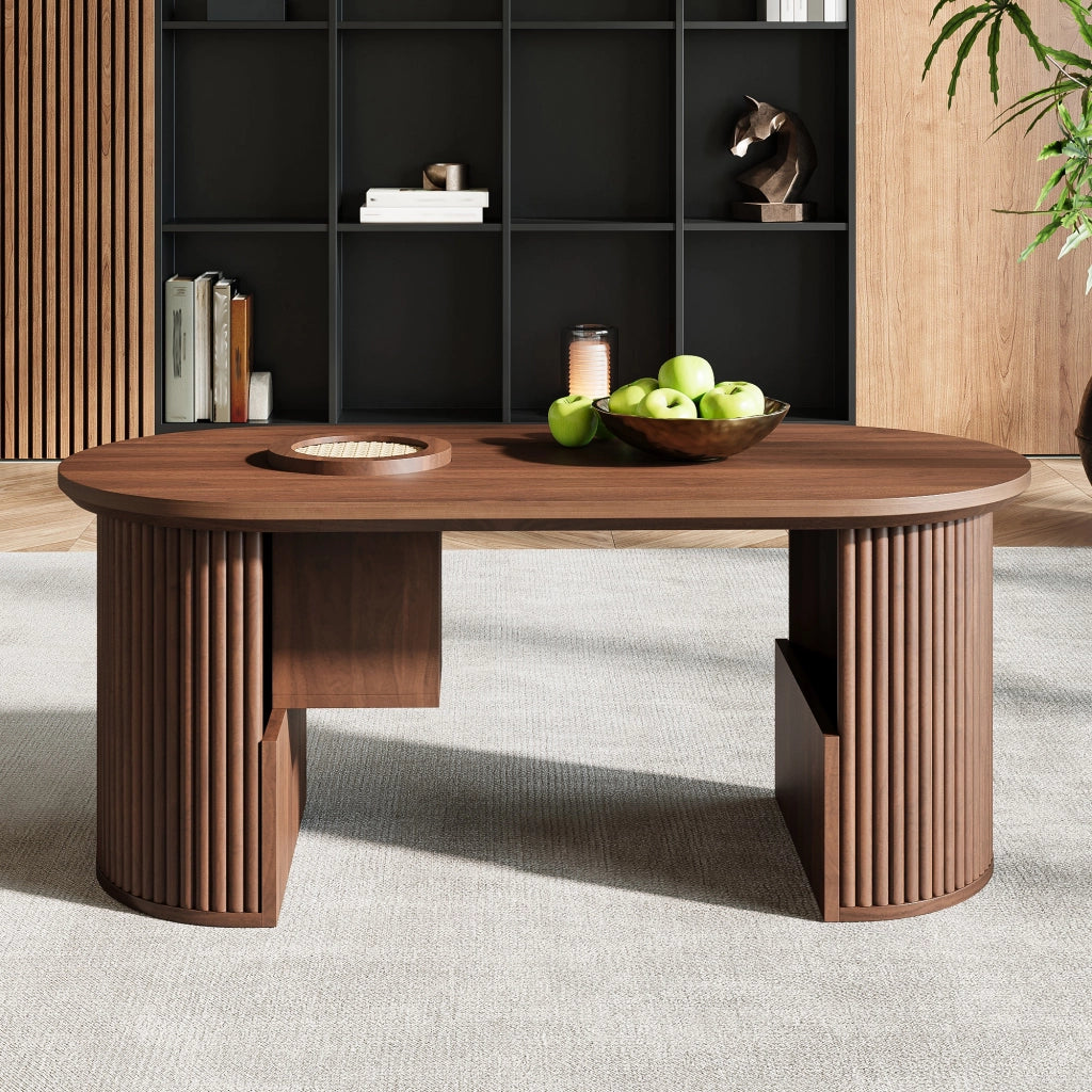 TAVOLINO DA SALOTTO OVALE 105x50x46,5 cm Noce MDF