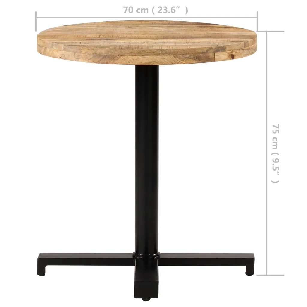 Tavolino da Bistrot Rotondo Ø70x75 cm in Legno di Mango Grezzo 320267