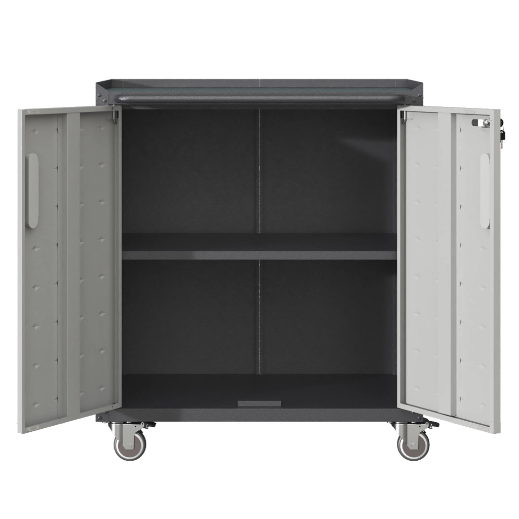 Armadio in metallo per garage con ruote, 75 x 42 x 88 cm, chiudibile, per utensili e uso multifunzione