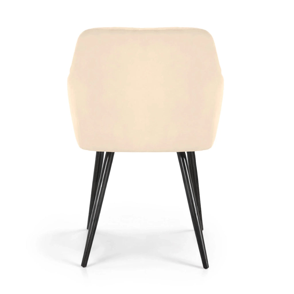 Set di 4 Sedie in velluto con cuciture a rombi VELTO Beige gambe nere