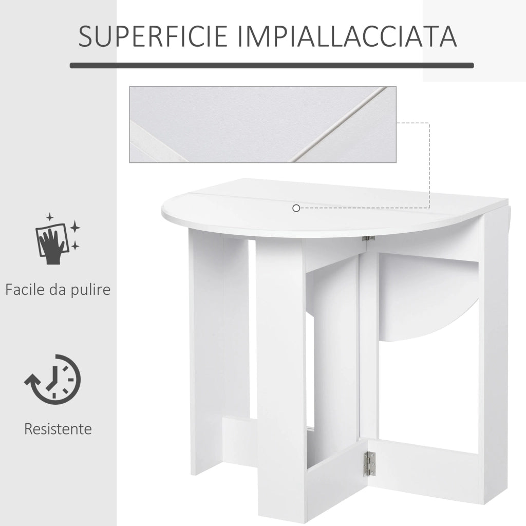 Tavolo da Pranzo Allungabile Pieghevole ¨C Xylo ¨C Legno Bianco Salvaspazio 104x76x73.7 cm