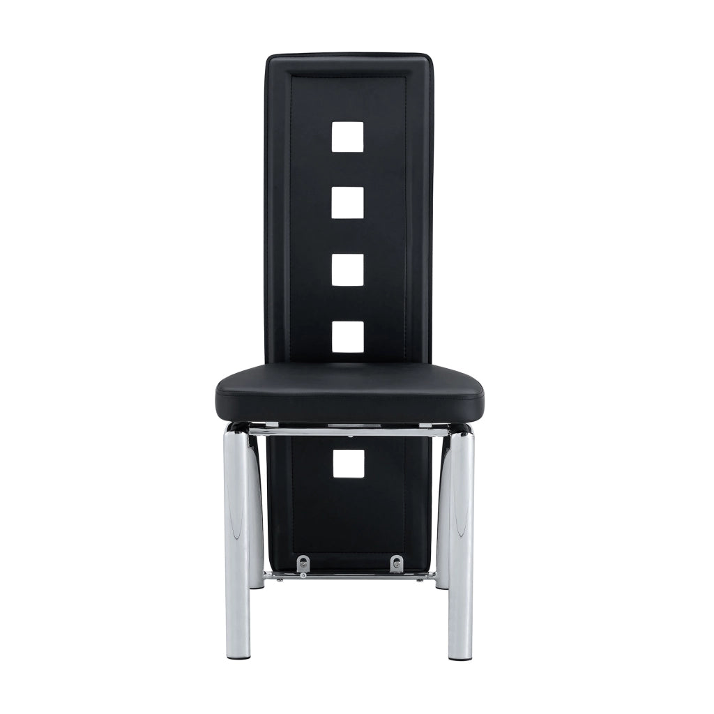 Sedie da Pranzo Set 2 Pezzi con Schienale Forato ¨C Xylo ¨C Nero, Similpelle, Gambe in Metallo, 102.5 cm