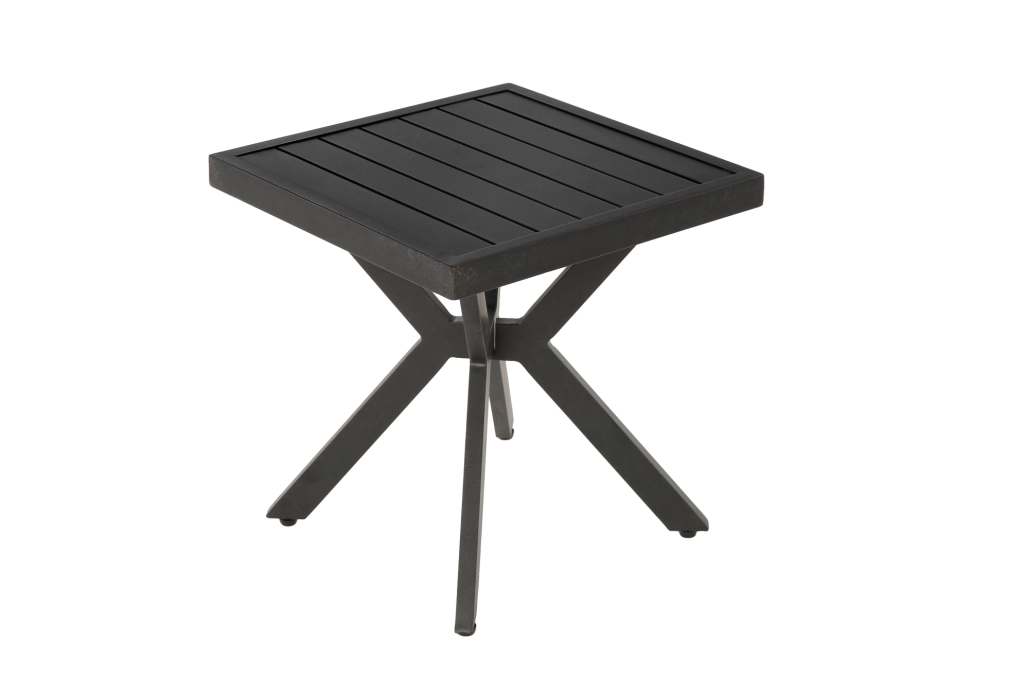 Tavolino laterale 45x45x47 cm; resistente a ruggine e intemperie; alluminio; marrone scuro