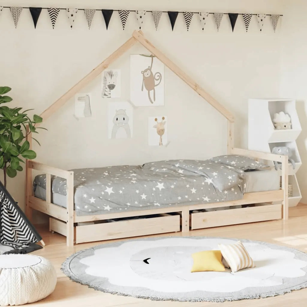 Giroletto Bambini | Letto Infantile | Lettino con Cassetti 80x200 cm Legno Massello di Pino