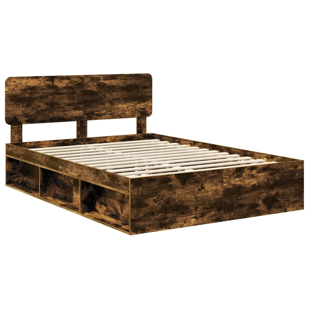 Struttura del letto Rovere fumé 160 x 200 cm Pino massello 3412055