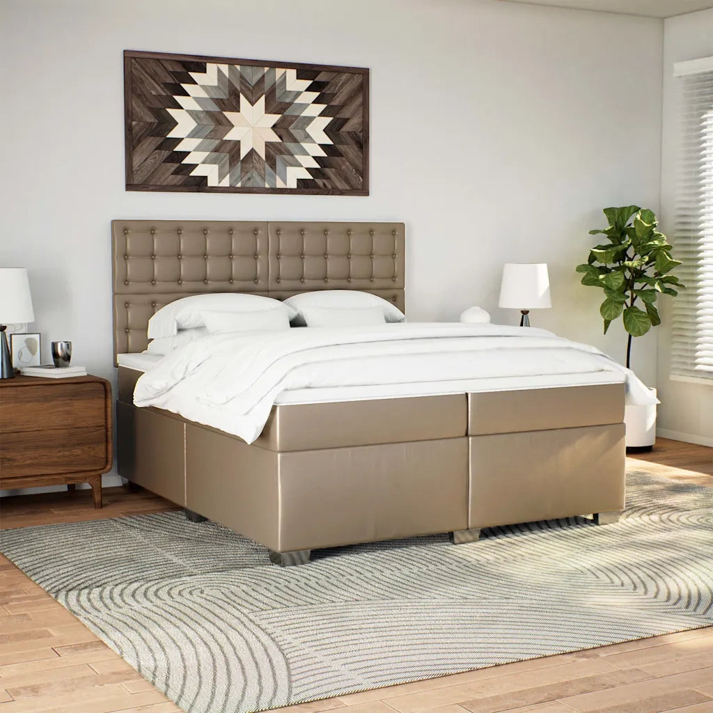 Giroletto a Molle con Materasso Cappuccino 200x200cm Similpelle 3290739