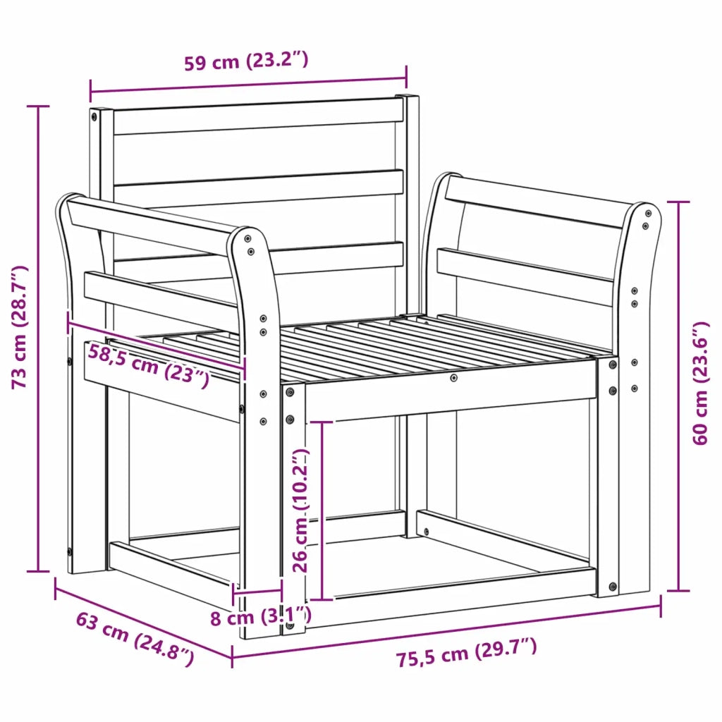 Set di divani da esterno Legno di Acacia Massello Bianco 3438973