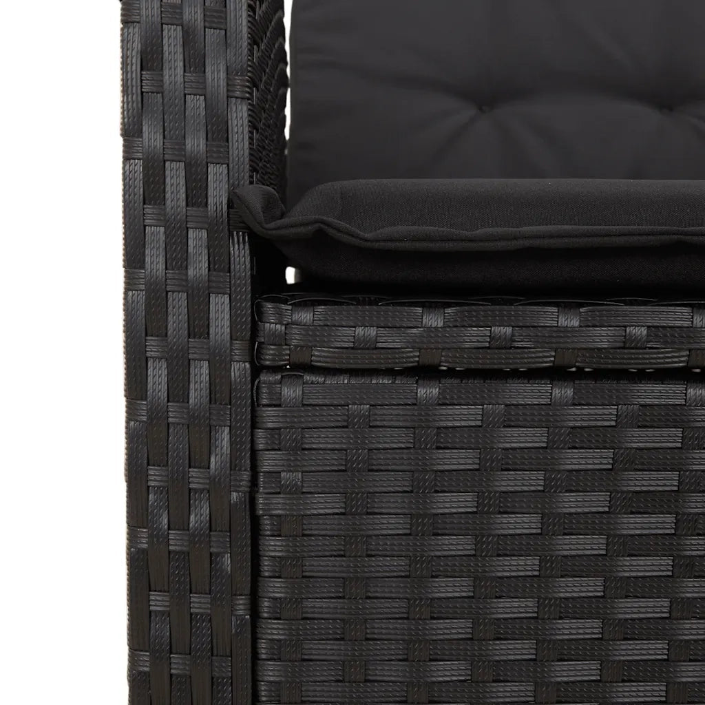 Set da Pranzo da Giardino 5 pz Nero con Cuscini in Polyrattan 3277386