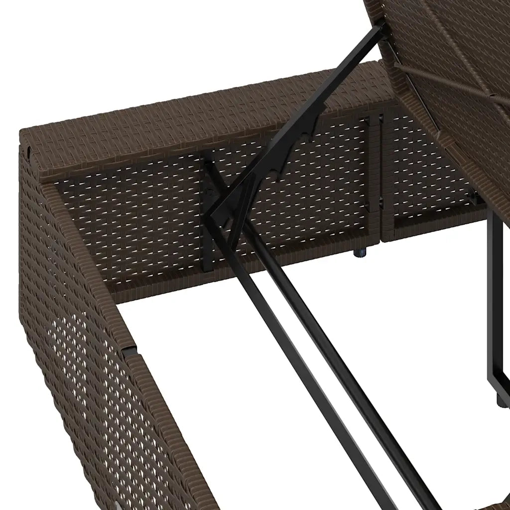 Lettino Prendisole | Sdraio da giardino | Lettino da sole con Cuscino Galleggiante Marrone Polyrattan