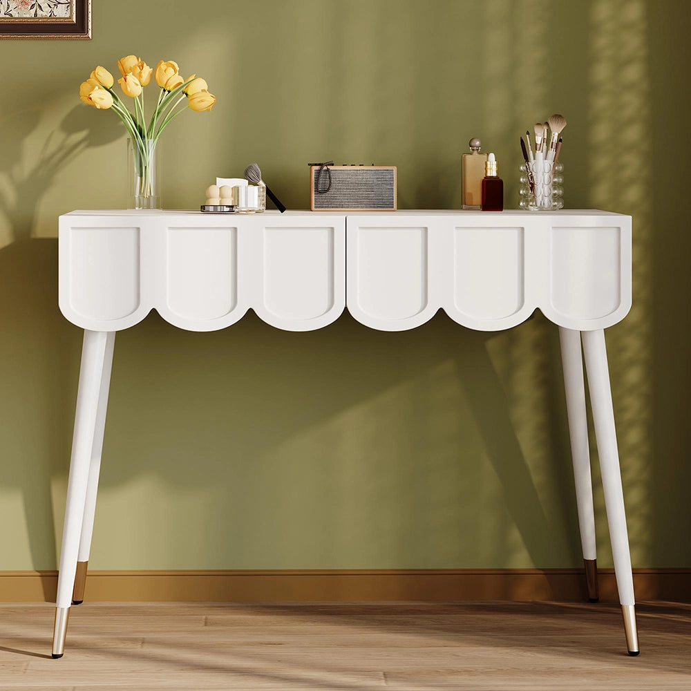 Tavolo da trucco con 2 cassetti - Xylo - Bianco, 100¡Á40¡Á76 cm