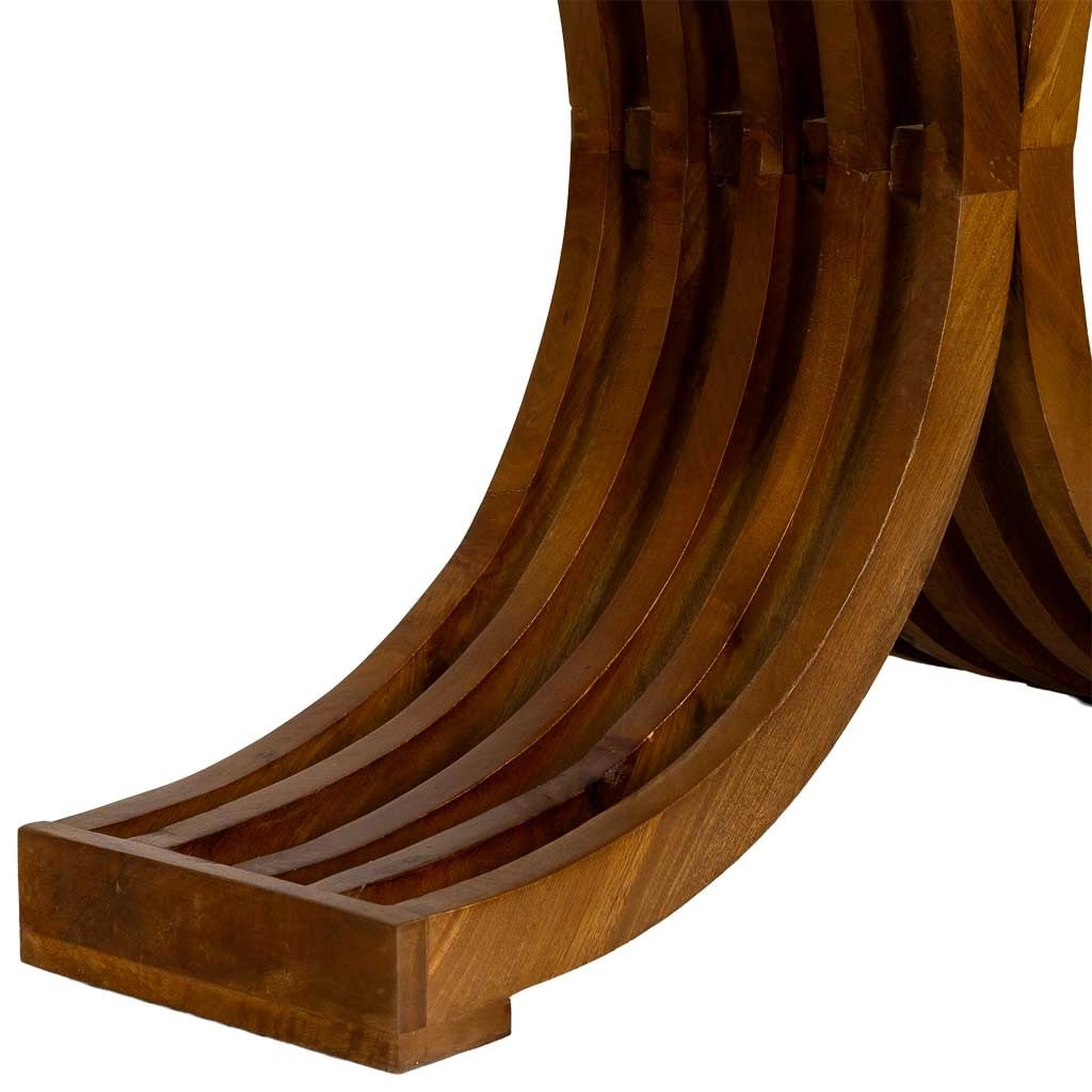 Tavolino da ingresso artigianale in legno marrone 100x30x82h cm