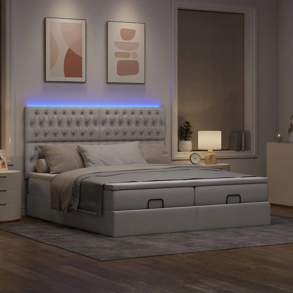 Struttura Letto Pouf con Materassi Tortora 160x200cm in Tessuto