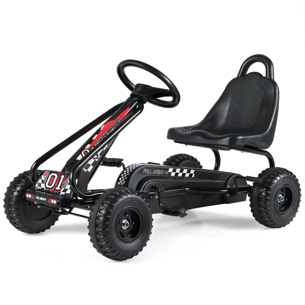Go kart giocattolo con sedile regolabile e freno a mano stabile, Go kart a pedali robusti sicuri per bambini Nero
