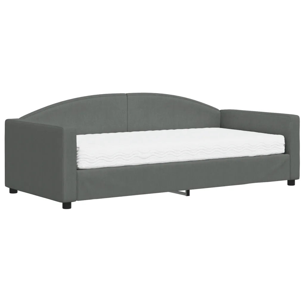 Divano letto | Sof¨¤ letto | Letto singolo con Materasso Grigio Scuro 90x190 cm in Tessuto