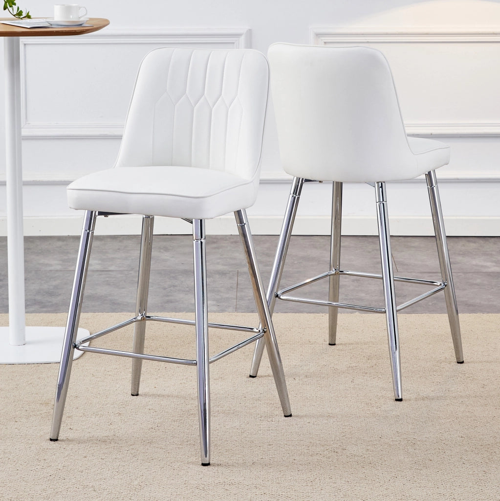 Set di 2 sgabelli da bar 100 cm bianchi e argento in PU