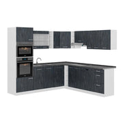 Vicco Cucina angolare completa Nero cemento/bianco 237 x 247 cm PL Antracite