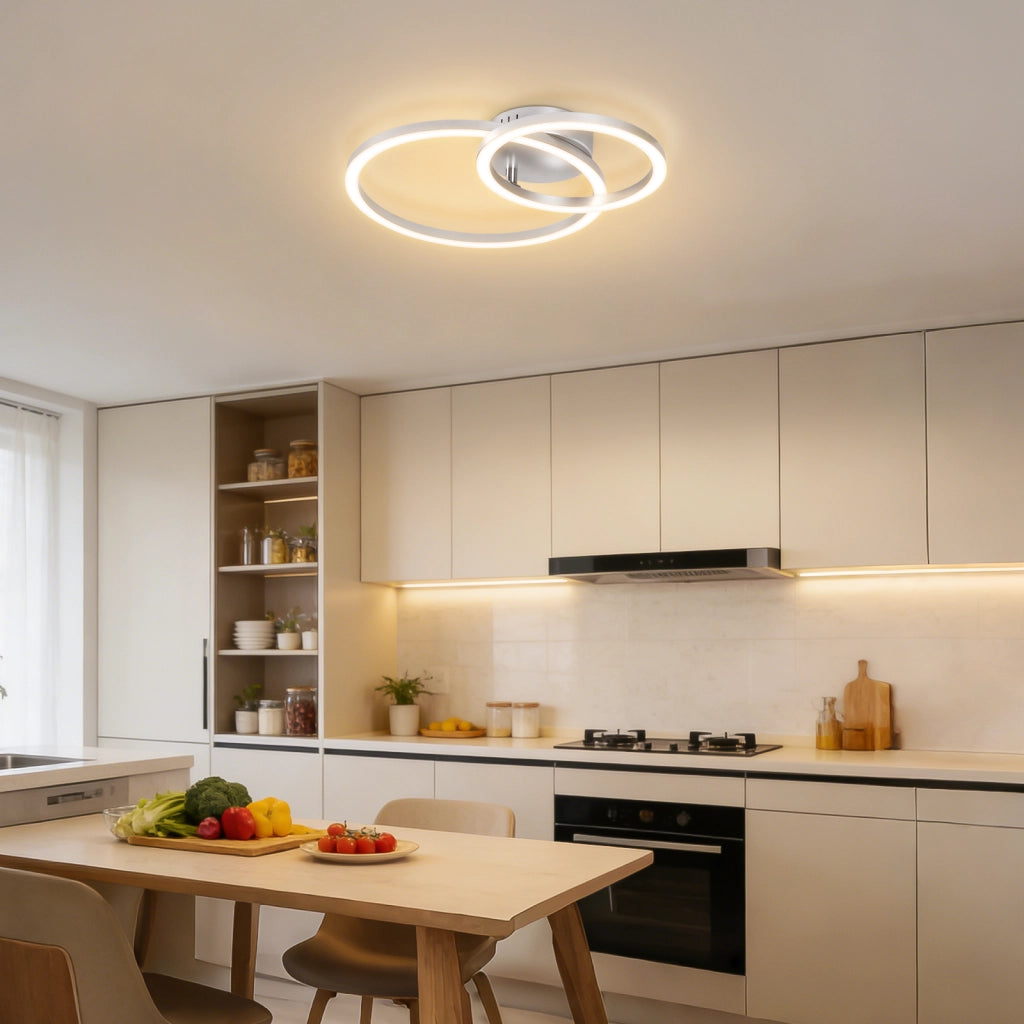 ZMH Lampada da Soffitto LED 23W Argento Luce Calda Moderna per Soggiorno Camera da Letto Corridoio