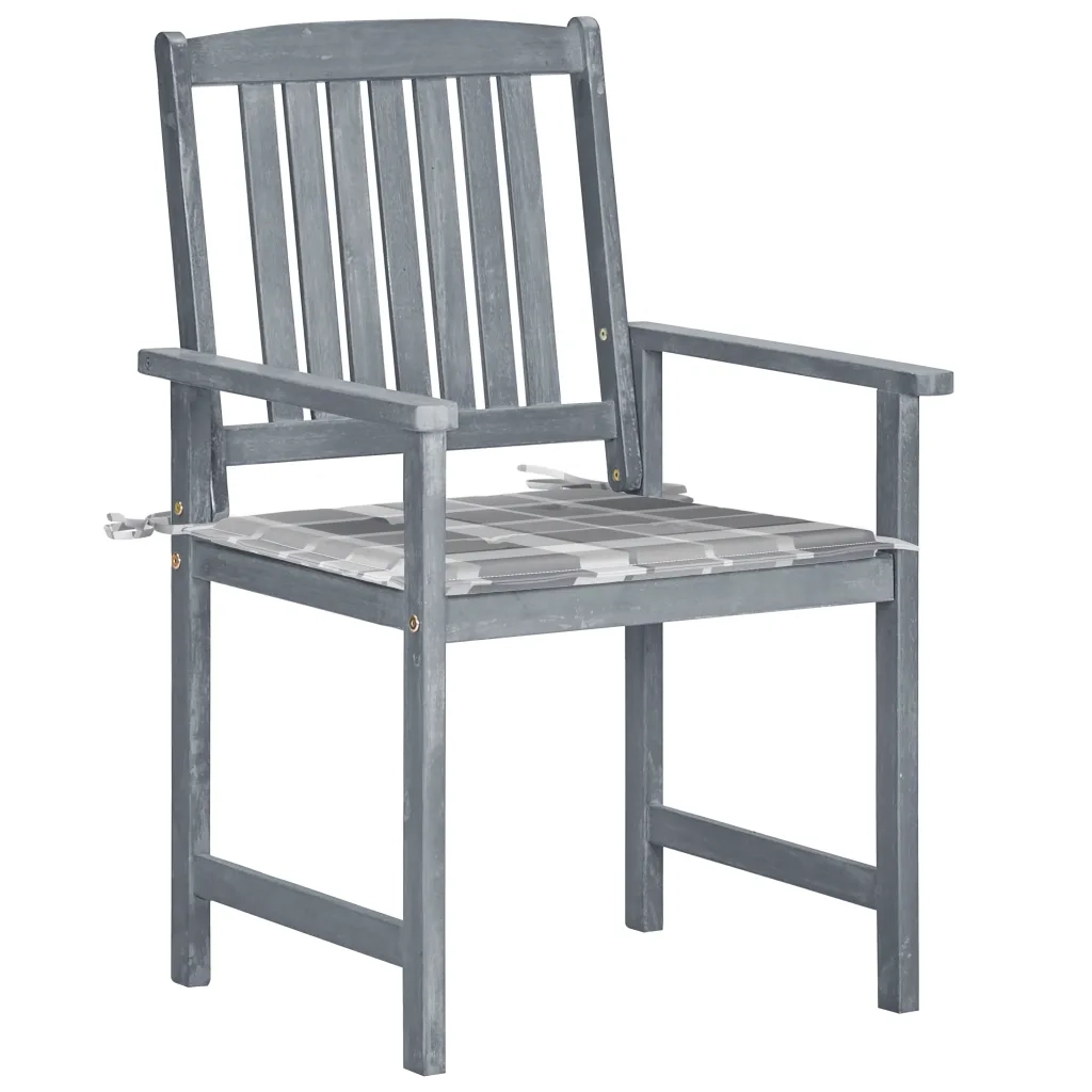 Sedie da Giardino con Cuscini 8 pz in Massello di Acacia Grigie cod mxl 8532