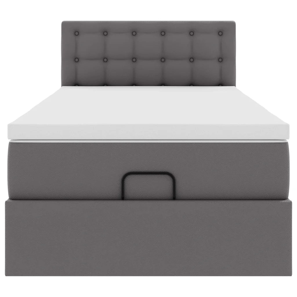Letto Pouf con Materasso Grigio 80x200 cm Similpelle