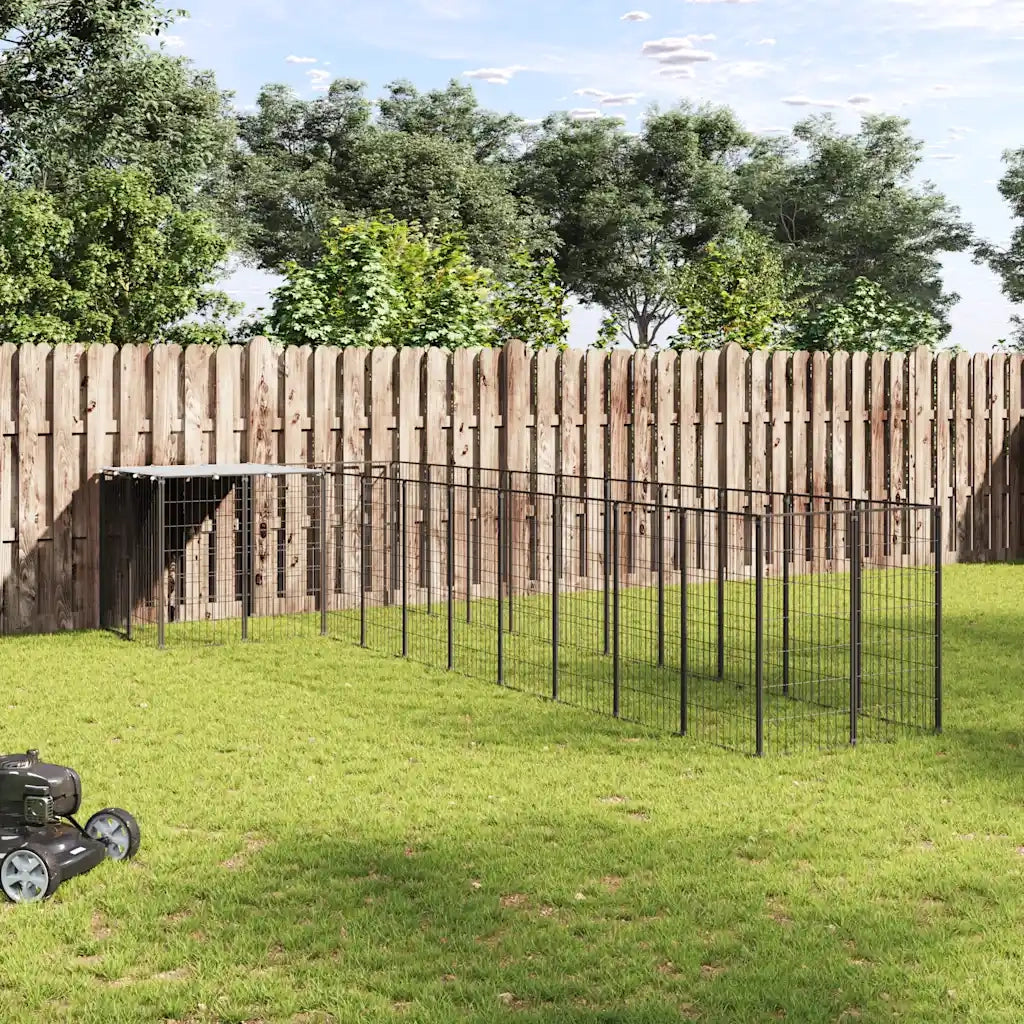 Gabbia per Cani Nera 7,26 m² in Acciaio 3082237
