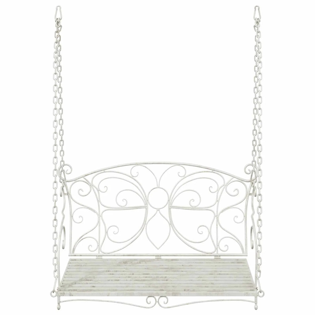 Panchina a Dondolo Acciaio 105,5 x 61 x 56 cm Bianco Antico CFW7053301