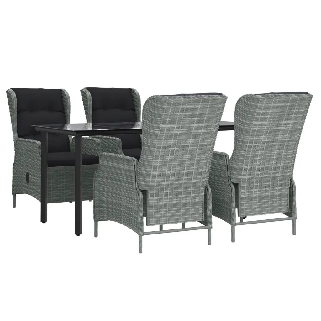 Set da Pranzo da Giardino 5 pz Grigio Chiaro in Polyrattan cod mxl 41206