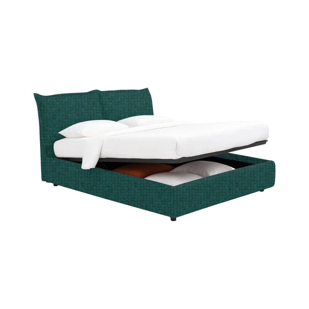 Malton, Letto Piazza e Mezza Sfoderabile Made in Italy, Verde Petrolio
