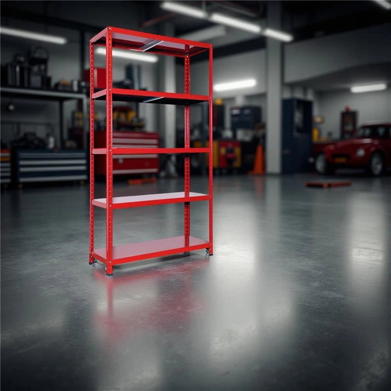 SCAFFALE IN METALLO ROSSO ETTORE KIT BULLONI 100 X 40 X H 187 CM 5 RIPIANI