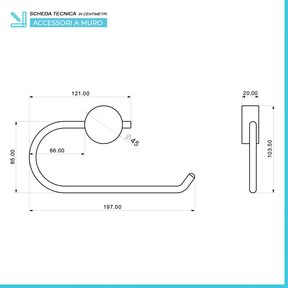 Set accessori a muro 6 pezzi in acciaio cromato e viti incluse Plaza