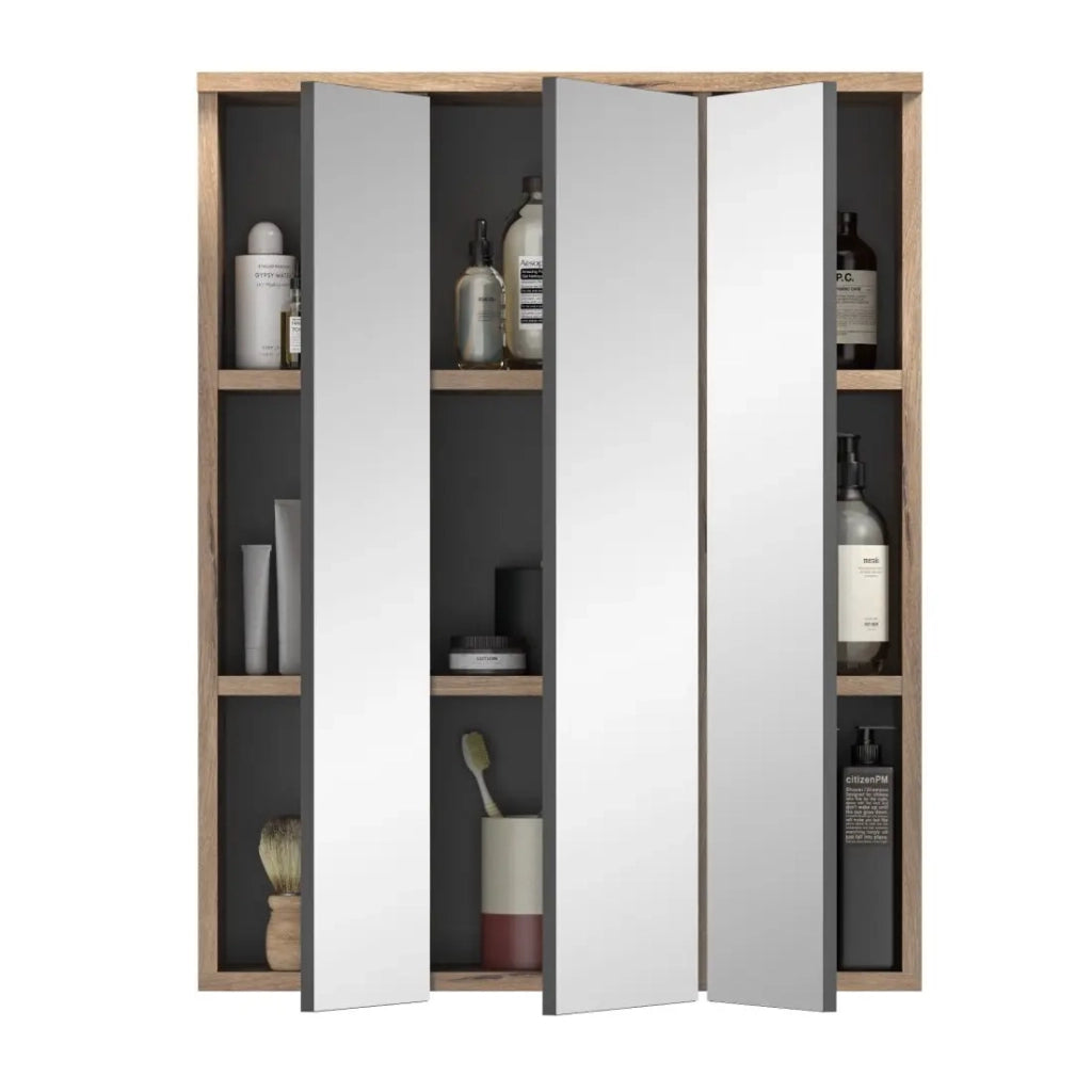 Armadio con specchi – Grigio antracite e rovere chiaro – SELMA