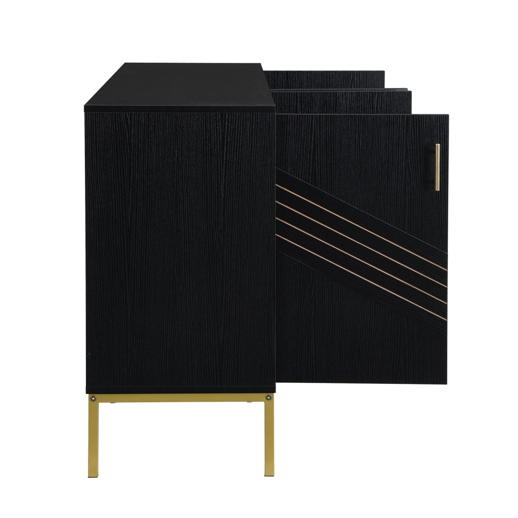 Credenza a quattro ante con ripiani regolabili in MDF nero per soggiorno, sala da pranzo e ingresso 160 × 40 × 80,5 cm