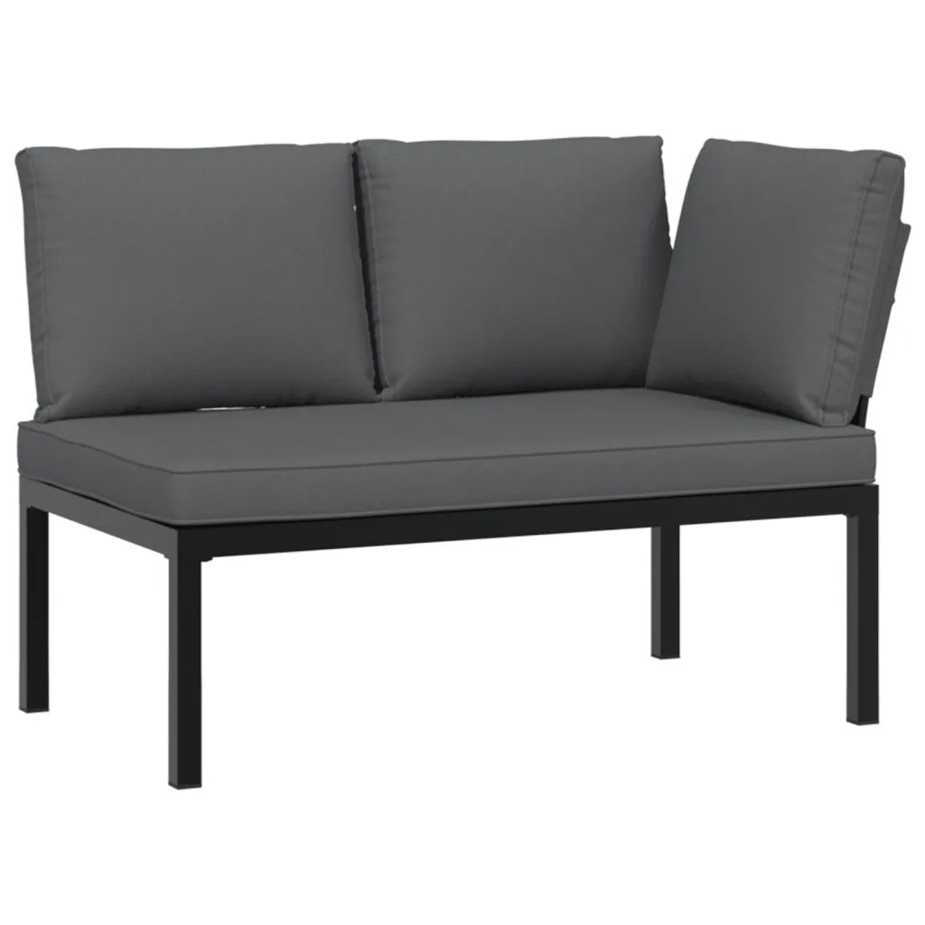 Panca da Giardino con Cuscini Nera in Alluminio 4008569