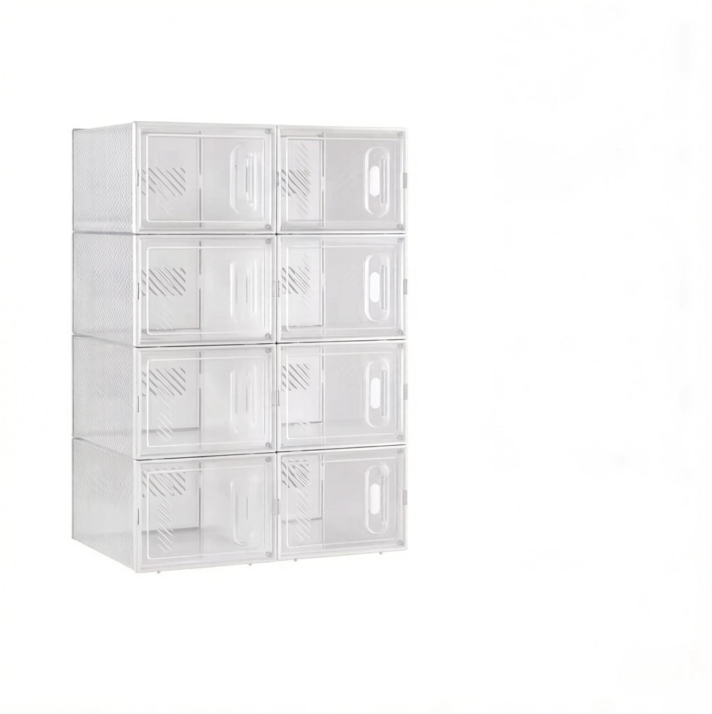 Set di 8 Scatole Impilabili per Scarpe in Plastica Trasparente 25x18,5x35,5 cm