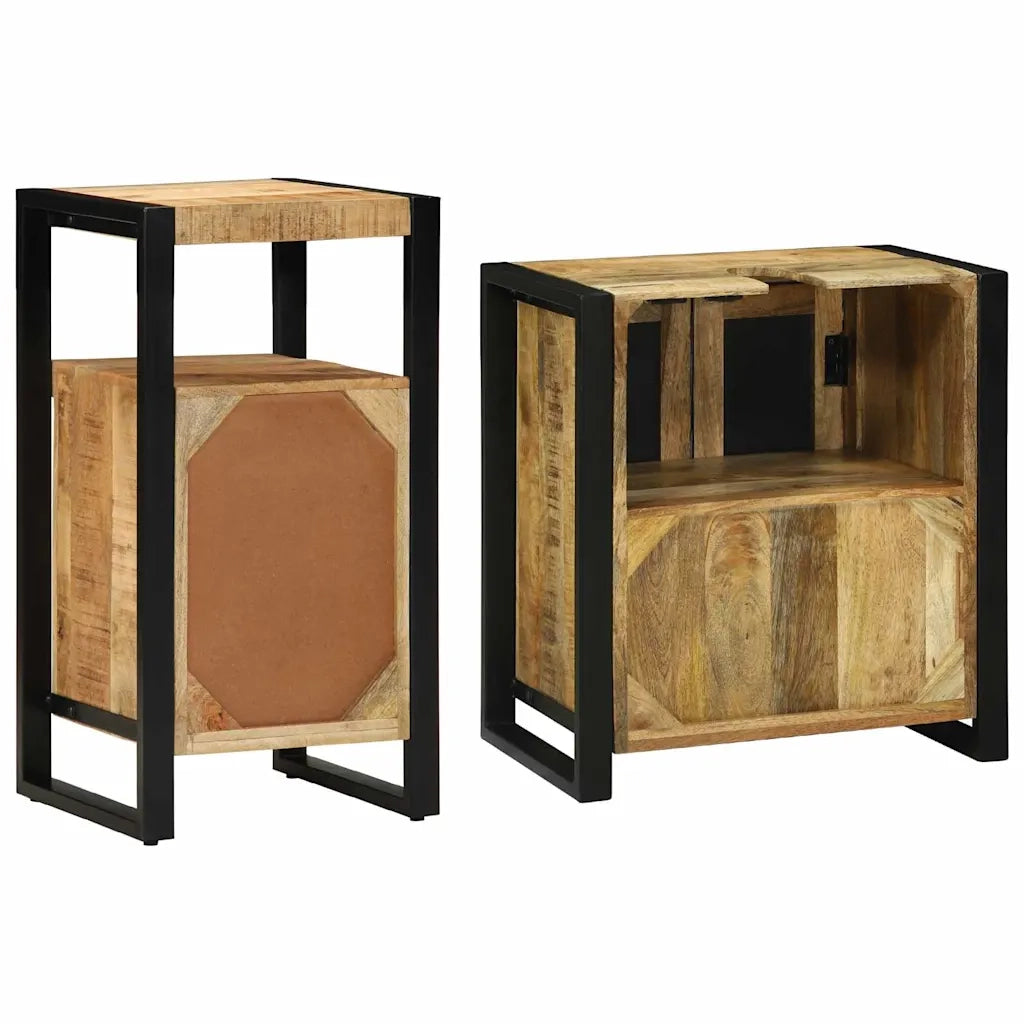 vidaXL Set di mobili per il bagno 2 pcs Legno di mango solido e grezzo