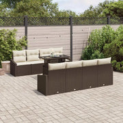Set Divano da Giardino 7 pcs Marrone e Crema polyrattan 3348964