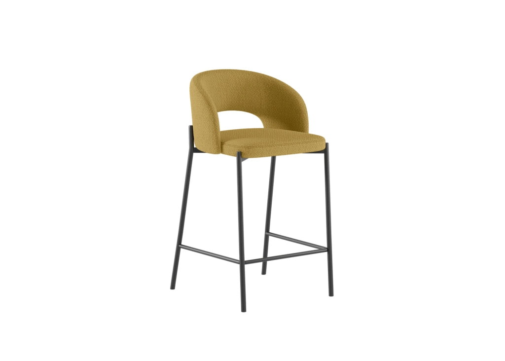 Sgabello Cucina Greta in Tessuto Giallo con Gambe in Metallo Antracite - Set da 2 Sgabelli Design Moderno - Om/394/SGI