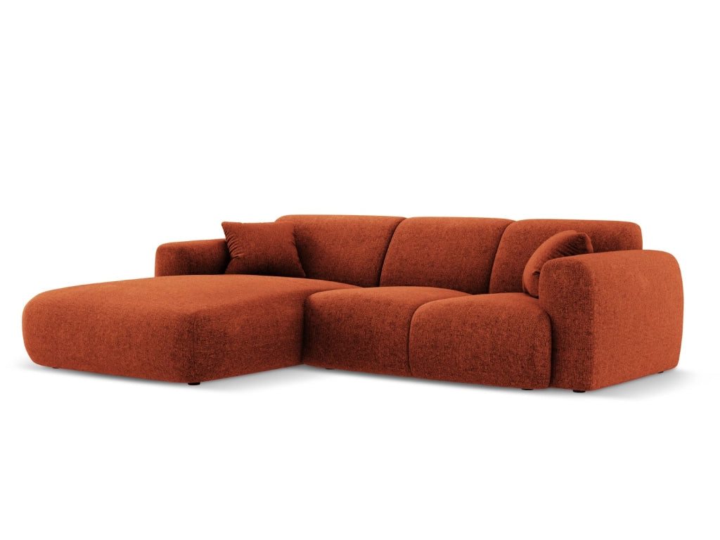 Cosmopolitan Design - Divano angolare sinistro "Nolio" 4 posti in ciniglia terracotta 
